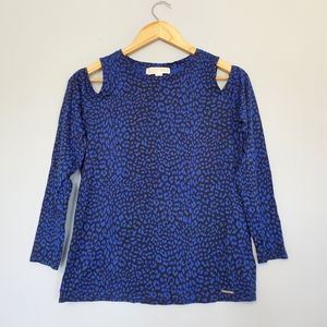 Michael Kors Cold Shoulder Sweater, Leopard Print, Size M
